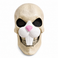 Creepy bunny mask accessory shown on a 12 Foot Skeleton skull