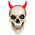 Red devil horn headband accessory on 12 Foot Skeleton skull white background
