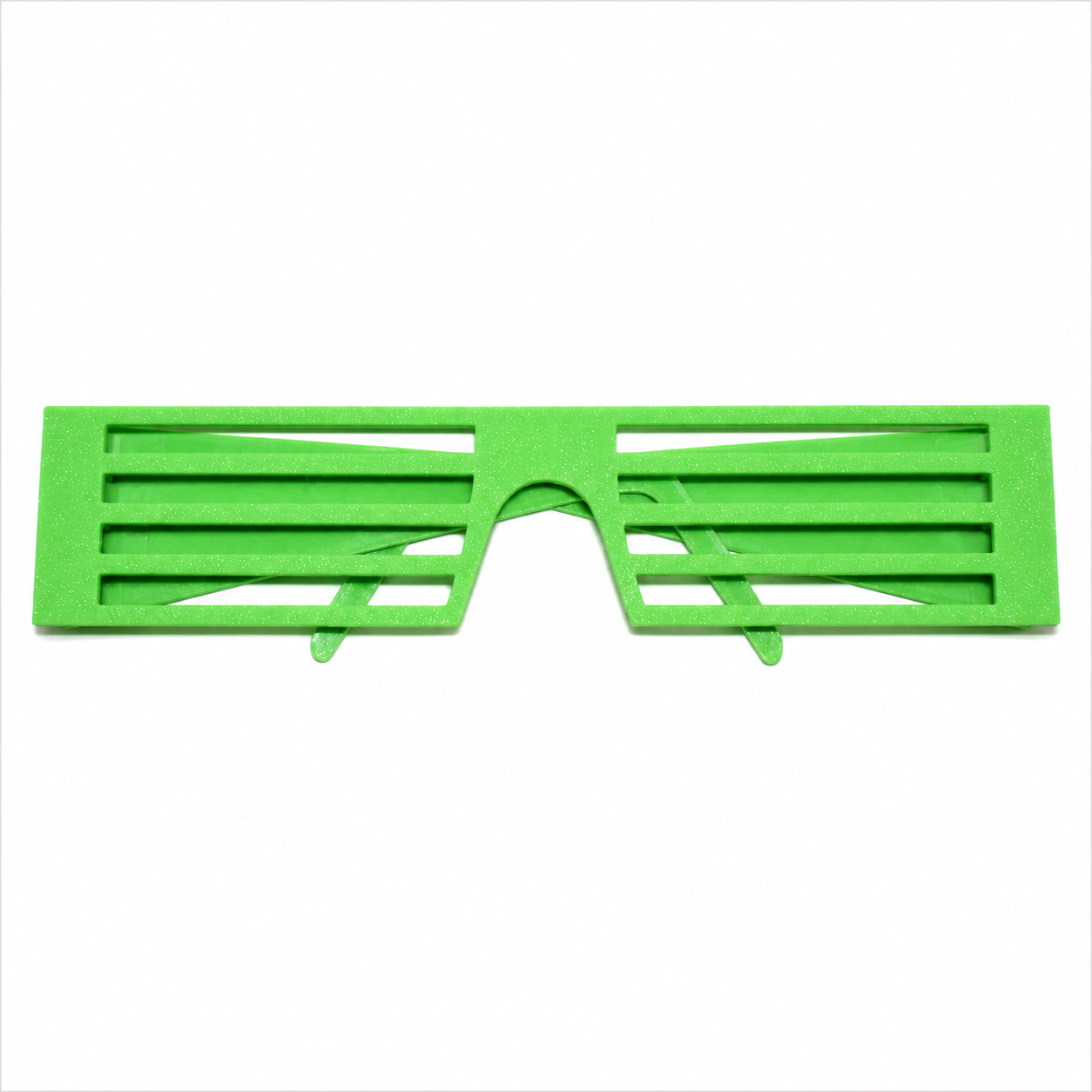 Green retro 80s and 90s glasses for 12 Foot Skeleton on white background
