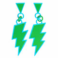 Retro lightning bolt earrings for 12 Foot Skelly in a green and blue color mix