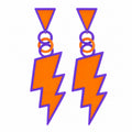 Retro lightning bolt earrings for 12 Foot Skelly in an orange and purple color mix