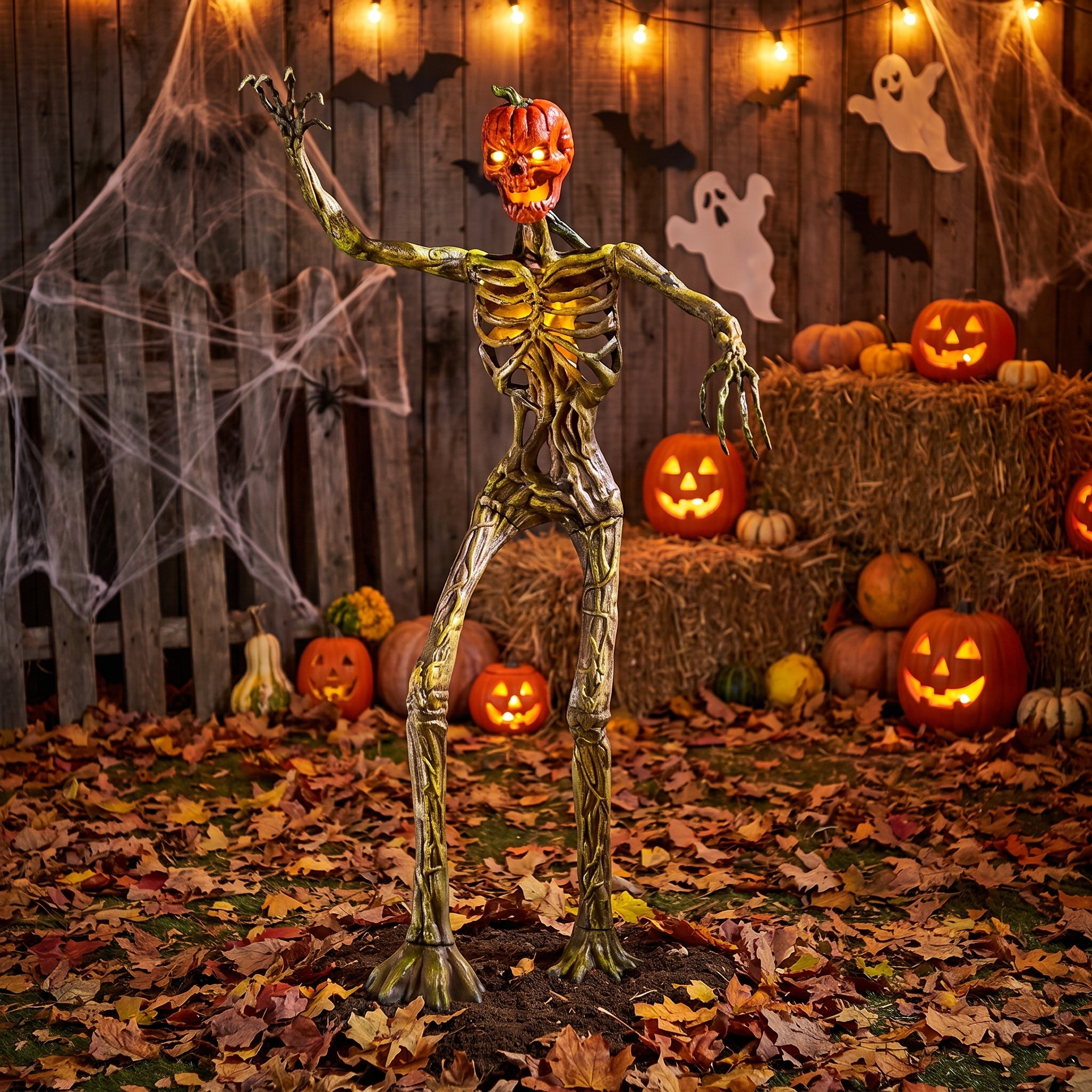 3 FT Mini Inferno Pumpkin Skeleton