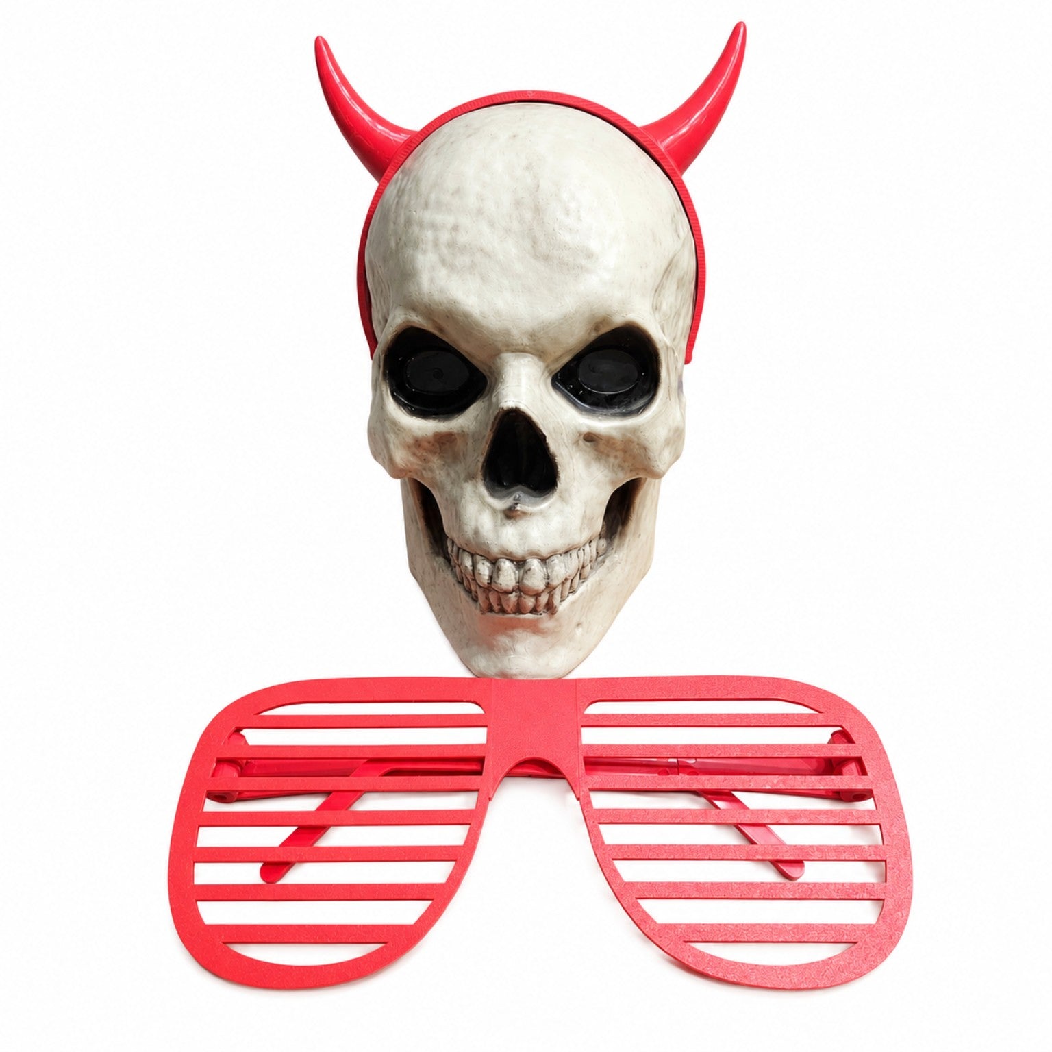 Groundbreaker Skeleton shutter glasses shown beside a 12 Foot Skeleton head for size comparison