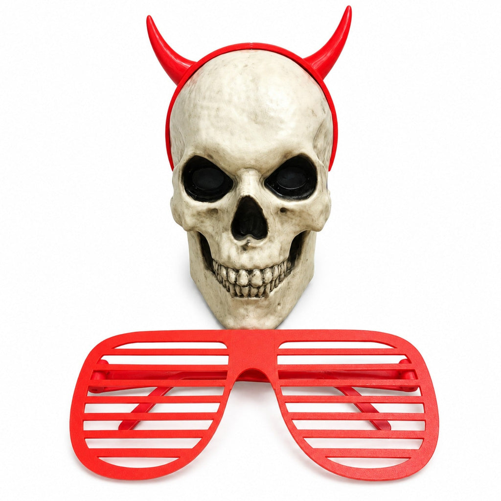 Oversized Groundbreaker Skeleton shutter glasses with a 12 Foot Skeleton head for scale