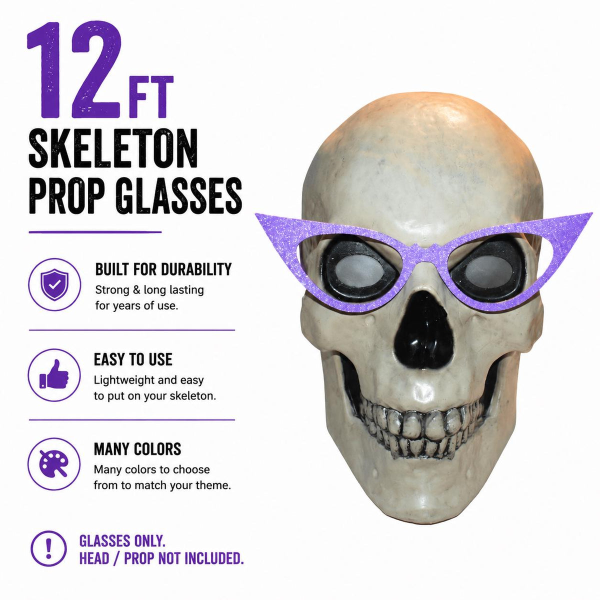 Purple cat eye glasses for 12 Foot Skeleton original Etsy product photo