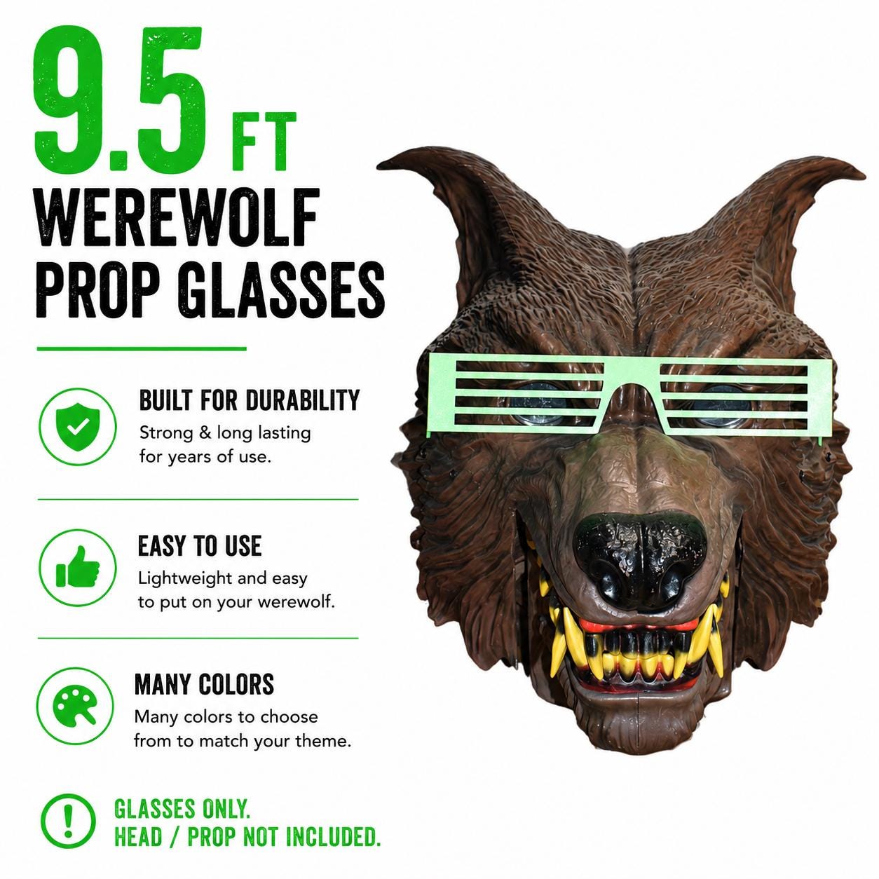 Retro 80s/90s Style 9 Ft Werewolf Glasses Prop Accessory for Halloween